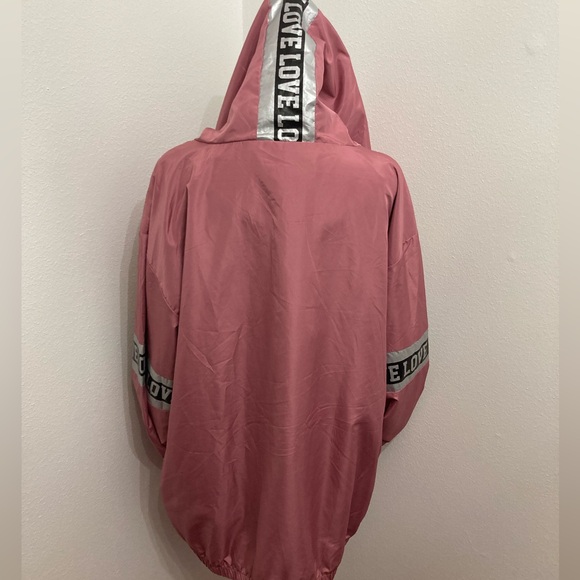 EUC Thrill 94 Pink+Black+Reflective Gray Lightweight Hooded WindbreakerJacket 3X - Picture 7 of 14